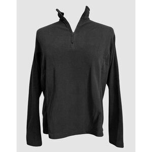 Lands End Womens ThermaCheck Black Fleece 1/4 Zip Pullover Size M/P